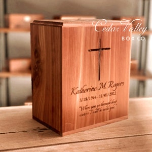 Cross Urn, Cedar Human Urn, Wooden Urn Human, Urn for Ashes, Cremation Box Human, Human Urn, Cedar Cremation Urn, Crucifix, Religious