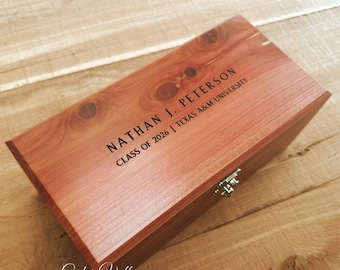 Personalized Cedar Keepsake Chest, Engraved Wood Box, Jewelry Box, Baptism, 10", Cedar Valley