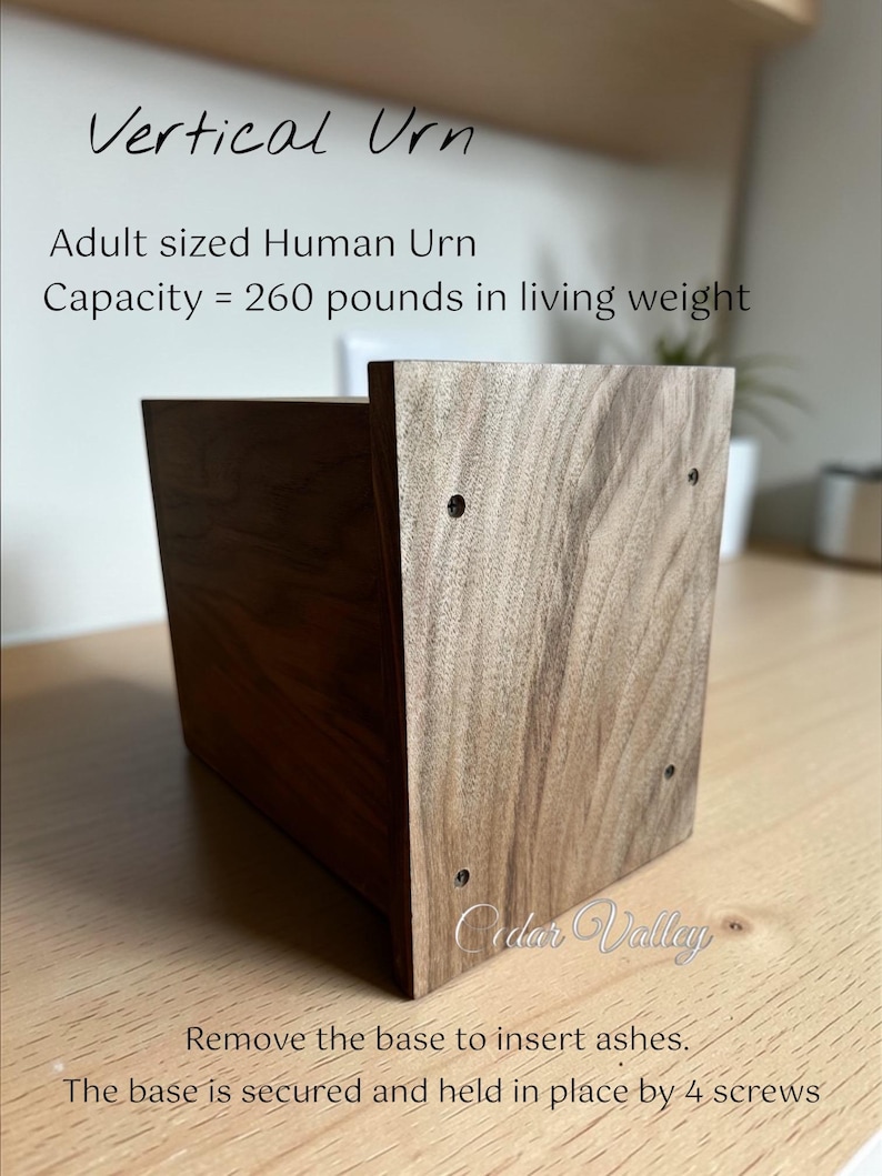 Walnut Cross Urn, Cedar Cremation Urn, Cherry Human Urn, Urn for Ashes, Cremation Box, Crucifix, Religious imagen 5