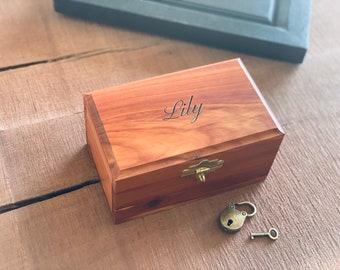 Cedar 6" Trinket Chest with Lock /Cedar Box / Aromatic Eastern Cedar Urn / Cedar Box / Engraved Cedar Box /Customized/Wood Box/ Engraved