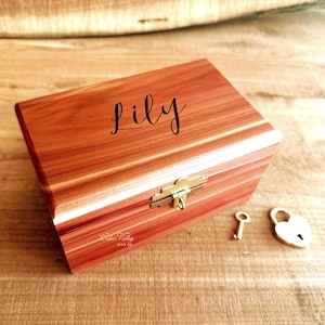 Baptism, Confirmation Wood Box, First Communion, God Child Gift, Grandchild Keepsake, Engraved Cedar  Box, Lock and Key, Treasure Box