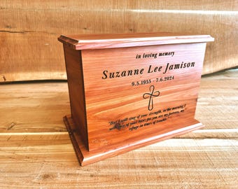 Custom Image Cedar Urn for Human Ashes, Adult Cremation Box