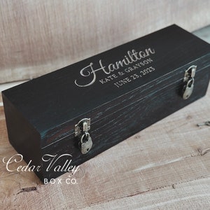 Wine Box with Lock,  Engraved, Ceremony Box, Love Letter Box, Wedding Gift, Wine Capsule,Wood Wine Box, Ceremony, Bride, Black Box with Lock