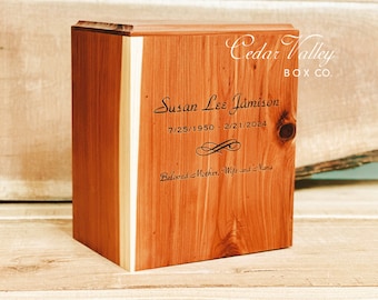 Cedar Cremation Urn,  Wooden Urn Human, Urn for Ashes, Cremation Box Human, Human Urn, Cedar Cremation Urn, Susan