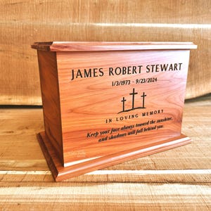Monument Custom Image Urn | Wooden Urn for Human Ashes | Urn Human | Urn for Ashes | Ashes Keepsake | Cremation Box | Adult Urn, Engraved