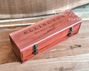 Engraved Cedar Wine Box with lock or latch, Spray Finish, Ceremony Box, Love Letter Box, Personalized Wedding Gift,Wood Box, Unity Box