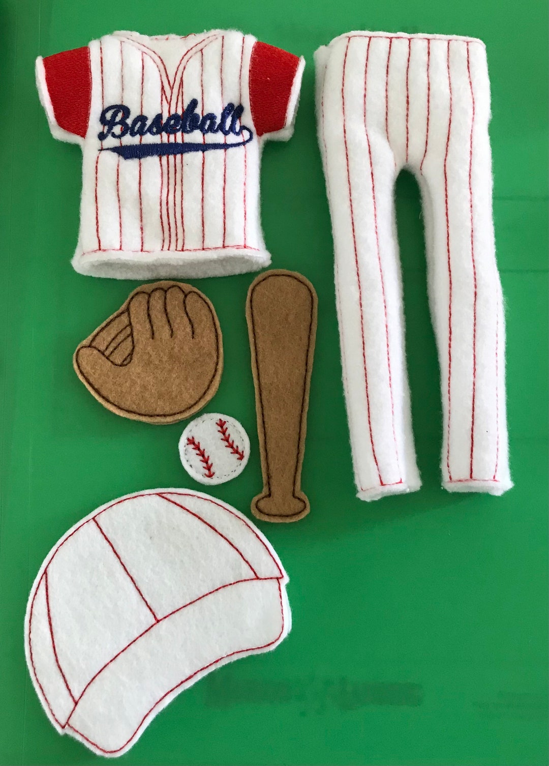 Elf Baseball Outfit Ball Cap, Catchers Mitt, Bat and Ball Plus 2 Piece