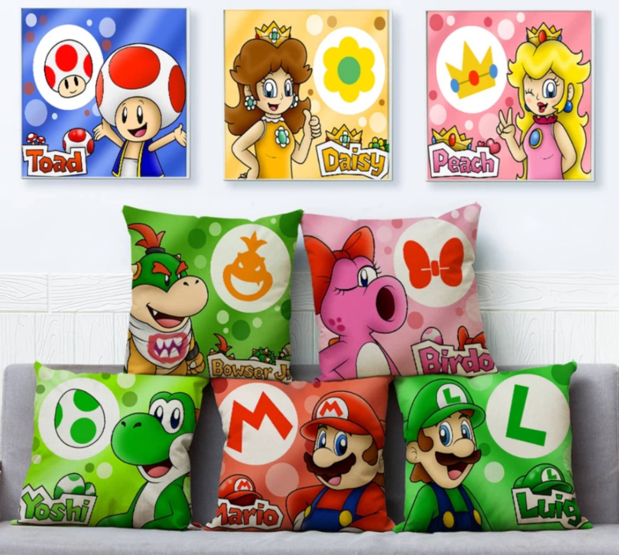 Super Mario Cushion Cover Pillow Case Retro Game Fan Art Etsy