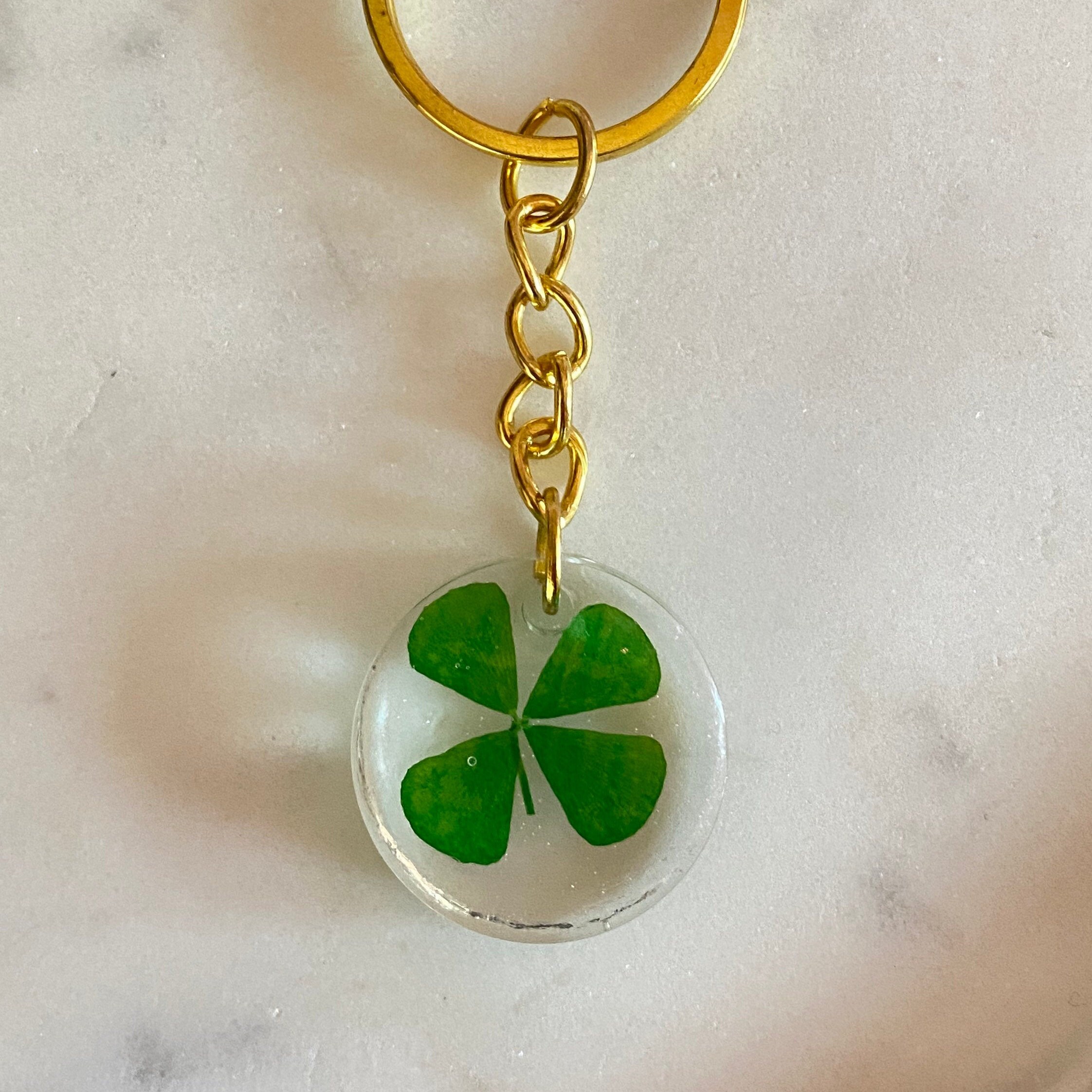 Lucky keychain four leaf clover keychain resin keychain Etsy