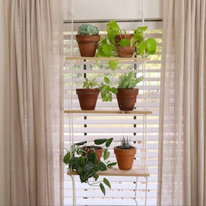 Hanging Plant Shelf- Indoor Planter - Window Shelf - Tiered Hanging Shelf - Rope Shelf