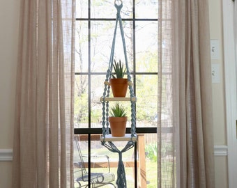 Macrame Planter - Hanging Shelf - Indoor Decor