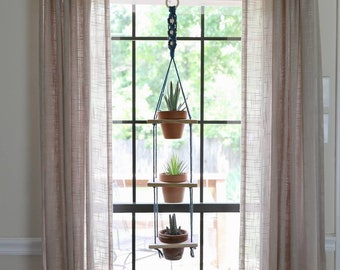 Hanging Plant Shelf - Indoor Planter - Macrame Shelf - Window Shelf