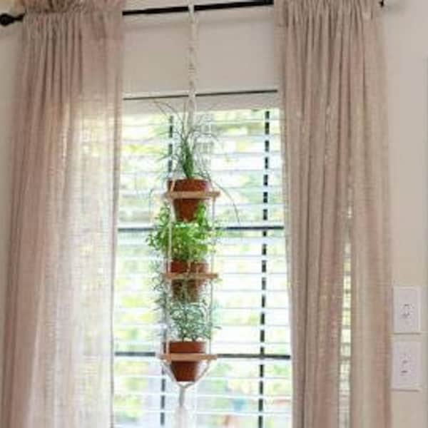 Hanging Plant Shelves - Indoor Planters - Macrame Shelves - Window Shelves