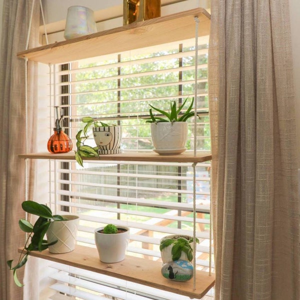 Hanging Plant Shelf- Indoor Planter - Window Shelf