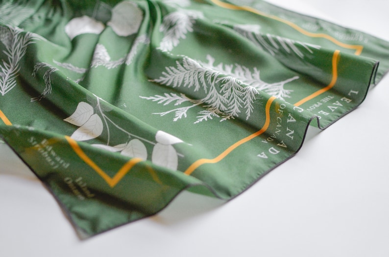 SILK SCARF: Provincial Trees of Canada, Nature Inspired, Botanical Art image 1