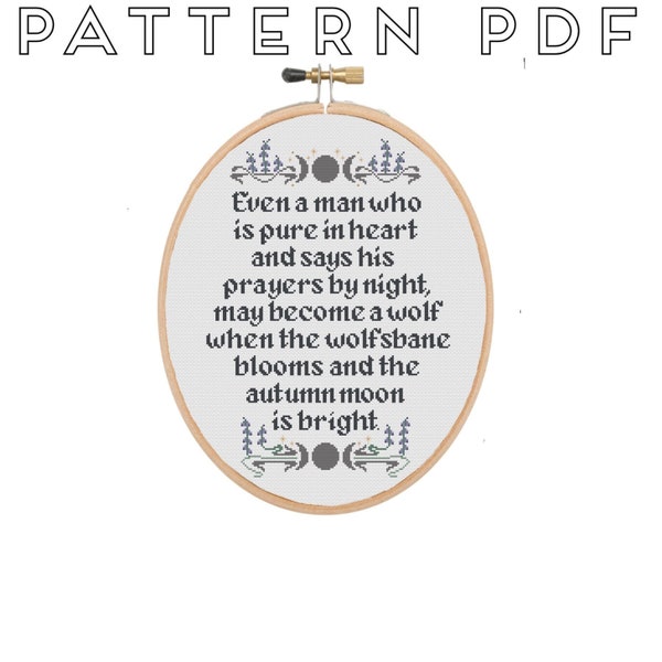 The Wolfman Curse "Even a man who is pure in heart..." Cross Stitch Pattern