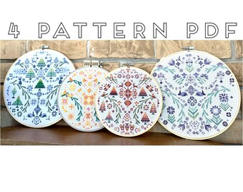 Four Seasons Quaker(ish) Scandinavian(Adjacent) Cross Stitch Patterns