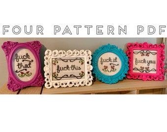 Inappropriate Cross Stitch Set of 4 Patterns