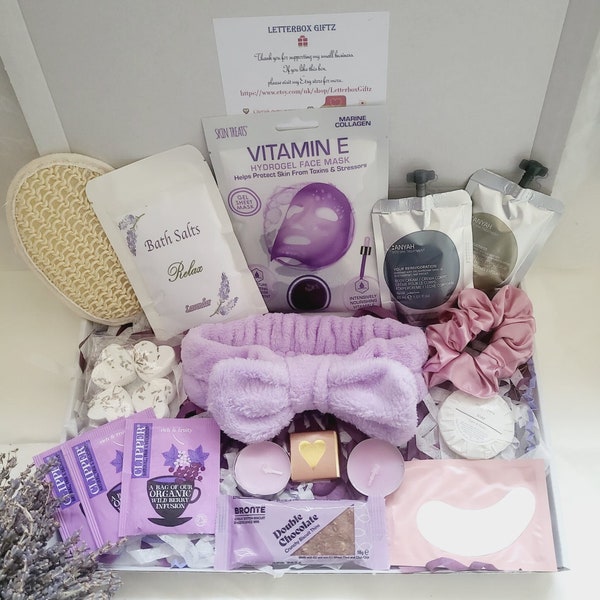 CALMING Spa Gift Box for Women - Lavender Spa Gift - Relaxing Spa Gift Box - Calming Lavender Spa Hamper Box - Me time spa gift box - Cosy