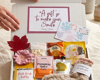 HELLO AUTUMN Cosy Letterbox Gift for Her, Self Care & Cosy Care Package, Get Well Soon Pamper Hamper, Thinking of You Gift