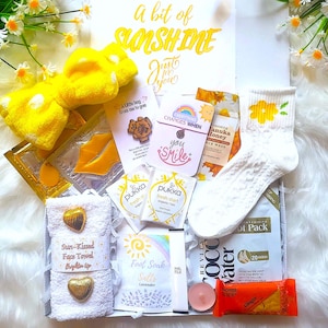 SHINE and SMILE Spa Gift for Her - Sun in a Box- Box of Positivity - Hug in a Box - Pick Me Up Care Package - Sunshine Birthday Gift for Her