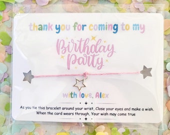 Thank You for Coming to My Birthday Party Bracelet,Party Bag Fillers,Charm Bracelet,Birthday wish Bracelet,Girl Birthday Party Wish Bracelet