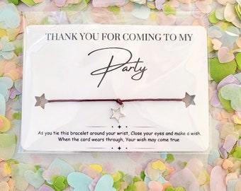 Thank You for Coming to My Party Bracelet, Party Bag Filler, Charm Bracelet, wish Bracelet, Birthday Party Wish Bracelet, Party Favors