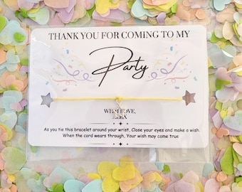 Thank You for Coming to My Birthday Party Bracelet, Party Bag Fillers, Charm Bracelet, Birthday wish Bracelet, Birthday Party Wish Bracelet