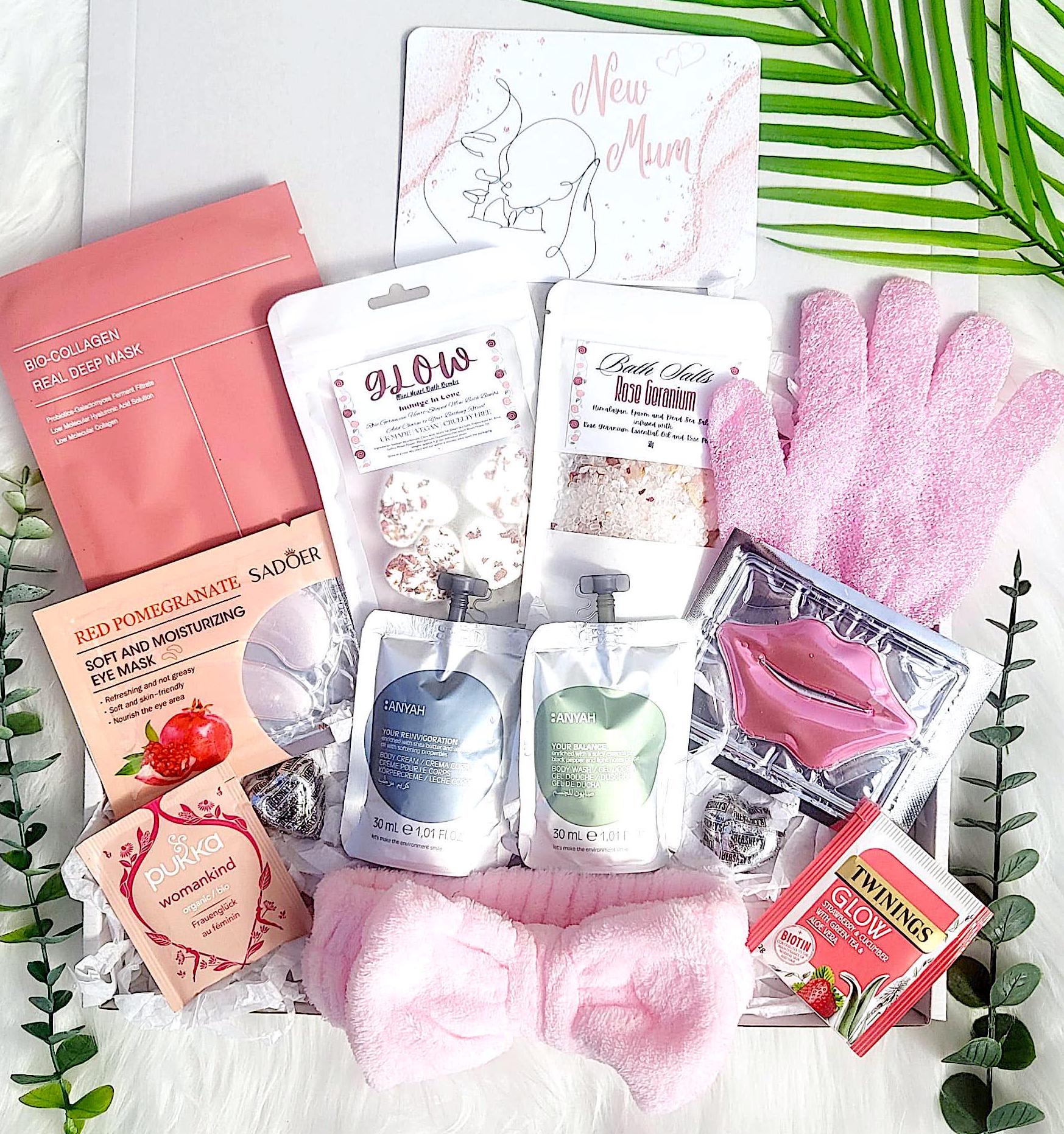 New Mum Spa Gift Box: Rose Geranium Bath, Skincare Pamper Hamper