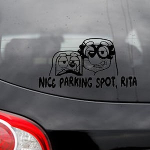 Sticker autocollant voiture Rita Mamies, belle place de stationnement, dessin animé animé | Janet | Rita | Bleu |