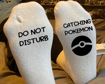 Novelty Unisex Pokemon Master "Do Not Disturb Catching Pokemon" Socks | Gamer | Nintendo | Pikachu