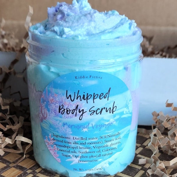 Mermaid Voyage Foaming Sugar Scrub.Whipped Body Scrub.Exfoliating Scrub.8oz jar