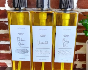 All Natural Body Oil | Hydrating | Multiple Scents| Gentle | Body Care| 8oz