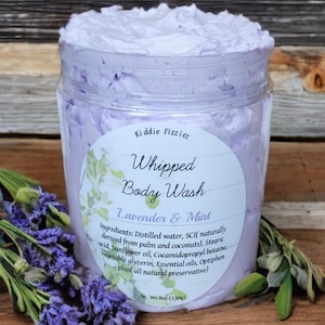 Lavender And Mint Whipped Body Soap.Foaming Bath Butter.Body Wash.Shaving Cream.Bath Soap. Moisturizing.(8oz).