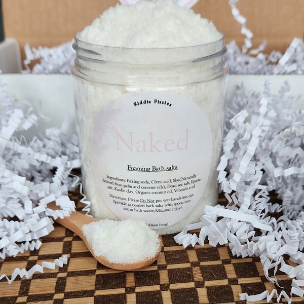 Naked Unscented Foaming Bath Salts.Spa Gift.All Natural.Self Care.