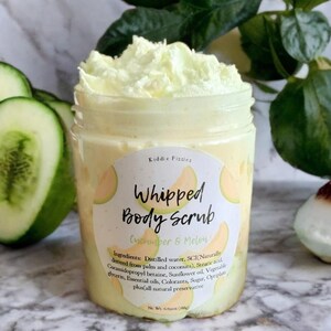Cucumber And Melon Foaming Sugar Scrub - Whipped Exfoliating Body Scrub, 8oz, Gentle Skin Care