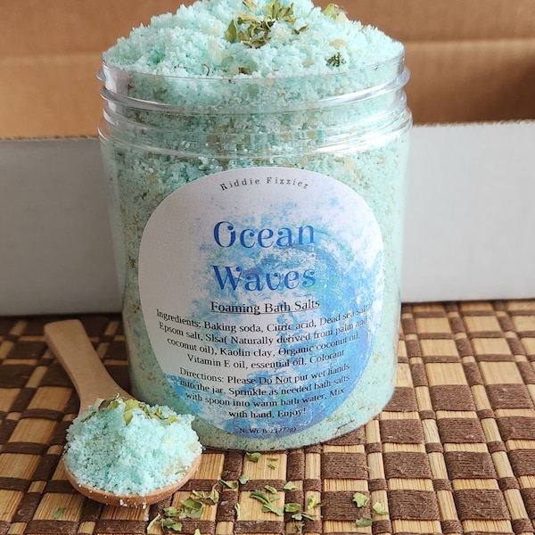 Ocean Waves Foaming Bath Salts.Spa Gift.All Natural.Self Care.