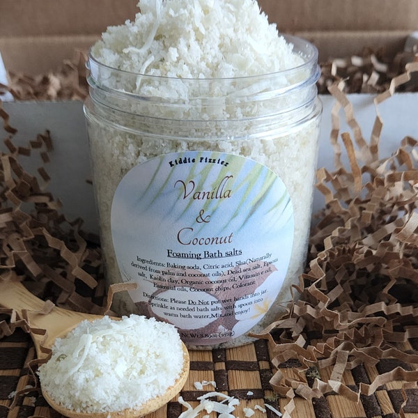 Vanilla And Coconut Foaming Bath Salts.Spa Gift.All Natural.Self Care.