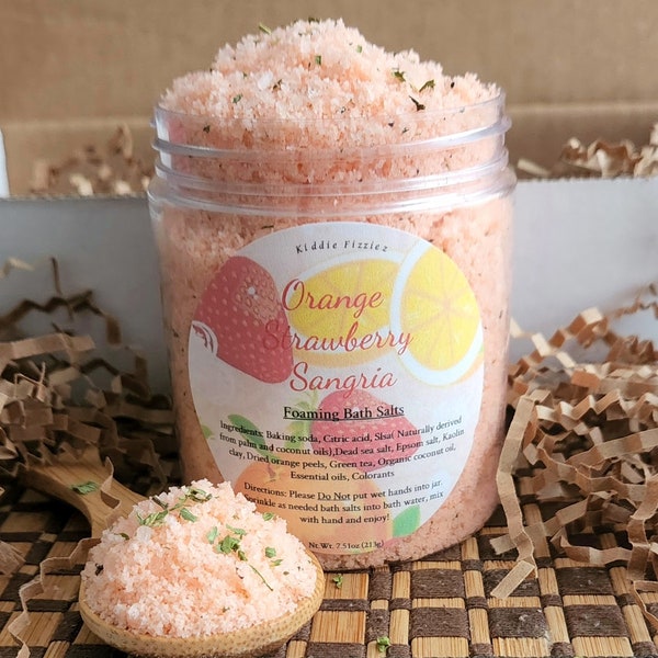 Orange Strawberry Sangria Foaming Bath Salts.Spa Gift.All Natural.Self Care.