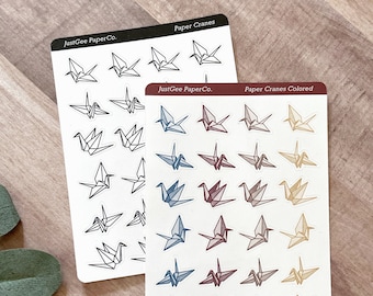 Origami Paper Cranes Matte Sticker Sheet: Planner, Journal