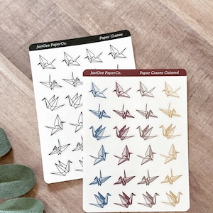 Origami Paper Cranes Matte Sticker Sheet: Planner, Journal