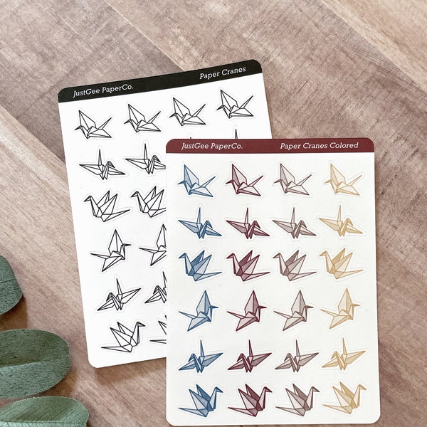 Paper Cranes Sticker Sheets / Origami stickers / For Planner Bujo Travelers notebook Bullet journal Card making