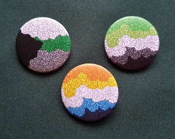 Flower Pride Flag Button - Aromanic - Demiromantic - AroAce