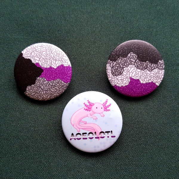 Flower Pride Flag Button - Asexual - Demisexual - Aceolotl