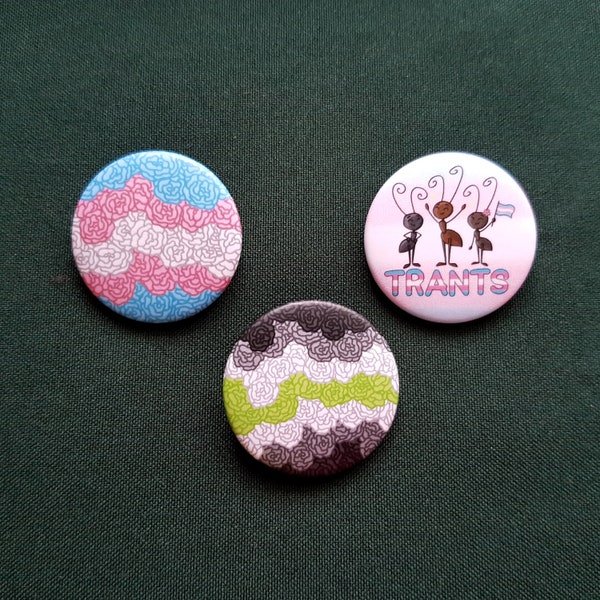 Flower Pride Flag Button - Trans - Trants - Agender