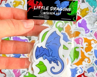 Sticker Set Little Dragons - 10 cute and colorful dragons