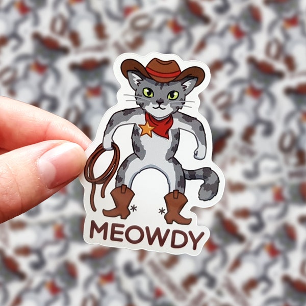 Sticker Meowdy Cat Cowboy