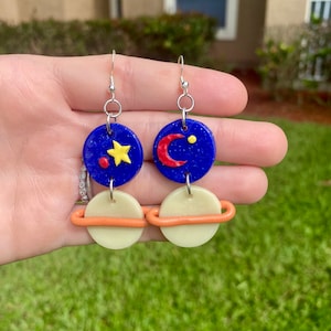 Saturn Space Earrings, Glow in the Dark Saturn Earrings, Ms. Frizzle Earrings, Frizzle Costume earrings