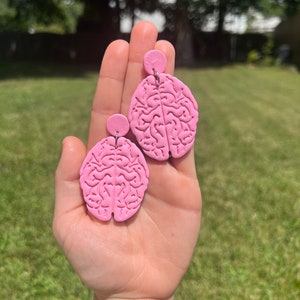 Brain Earrings, Clay Brain, Large Science Earrings, Neuroscience, Scientist Earrings, Teacher Earrings, Teacher Appreciation Earrings, Clay
