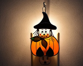 Witch and Pumpkin Suncatcher/Nightlight/Ornament